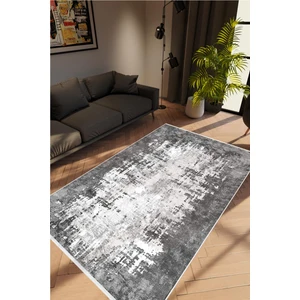 Salon Halısı Doku Eskitme Siyah Anstrasit Kaydırmaz Kesme Yıkanabilir Ince Halı Tüysüz Kilim