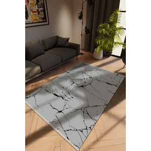 Modern Gri Dijital Baskı Halı Kaydırmaz Ince Yıkanabilir
