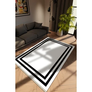 Modern Siyah Dijital Baskı Halı Kaydırmaz Ince Yıkanabilir