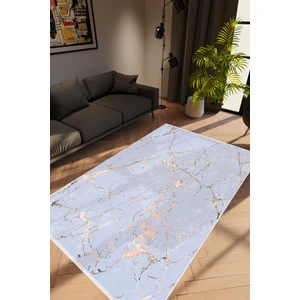 Salon Halısı Taş Mermer Modern Gold Mavi Altın Kaydırmaz Kesme Yıkanabilir Ince Halı Tüysüz Kilim
