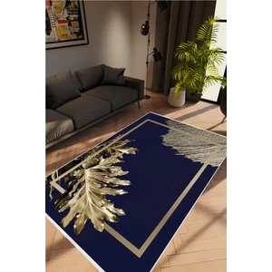 Salon Halısı Çiçekli Altın Gold Siyah Lacivert Vizon Kaydırmaz Yıkanabilir Ince Halı Tüysüz Kilim