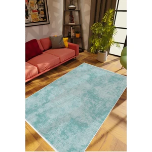 Salon Halısı Doku Eskitme Turkuaz Kaydırmaz Kesme Yıkanabilir Ince Halı Tüysüz Kilim