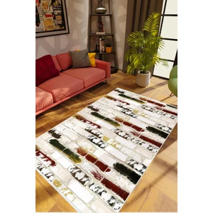 Salon Halısı Taş Mermer Eskitme Tuğla Desen Gri Kaydırmaz Kesme Yıkanabilir Ince Halı Tüysüz Kilim