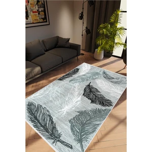 Salon Halısı Çiçekli Tüy Desen Gri Beyaz Siyah Kaydırmaz Yıkanabilir Ince Halı Tüysüz Kilim