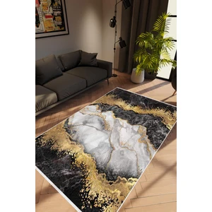 Taş Mermer Modern Altın Siyah Gri Gold Kaydırmaz Kesme Yıkanabilir Ince Halı
