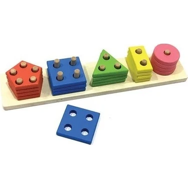 Wood Toys Ahşap Geometrik Şekiller 5'li Vidalama