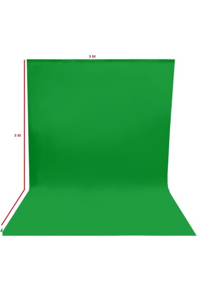 Greenbox Chromakey Green Screen Yeşil Fon Perde(3 X3 M) 4 Mandal Hediye