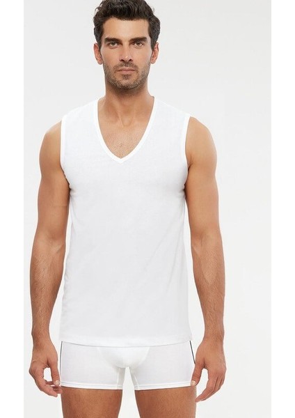 Barry V Yakalı Pamuk 2 Li Erkek Atlet Beyaz fiyatları