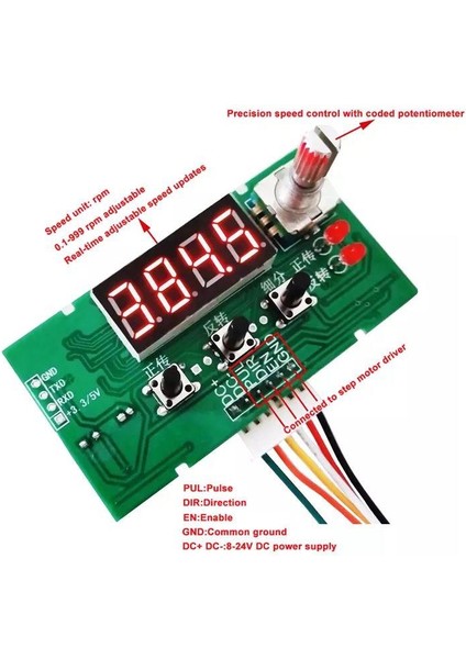 Yf-18 Dijital Göstergeli Step Motor Hız Kontrol Cihazı 8-24V Dc