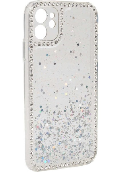 Apple iPhone 11 Uyumlu Kılıf Taşlı Simli Ultra Koruma Serisi , Hareketli Simli Taşlı Case