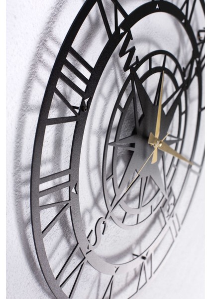 Gowpenart Pusulalı Metal Siyah Duvar Saati 1,5 mm fırsatları