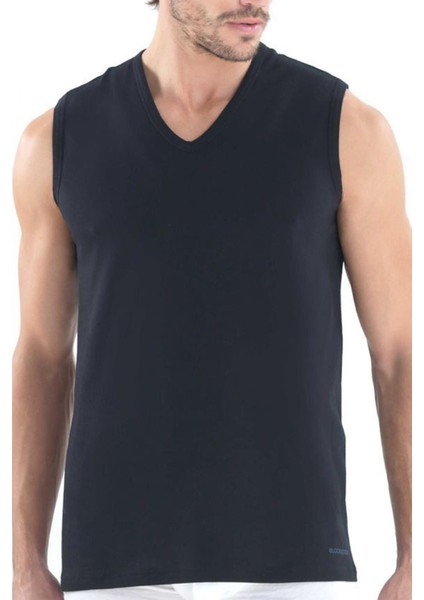 Erkek Loose Fit 2'li V Yaka Siyah Sıfır Kol Atlet 9227 Blackspade fiyatları