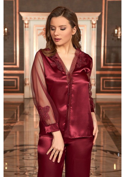 BARİNA 8690 BAYAN BORDO SATEN UZUN 6 LI SET fırsatları