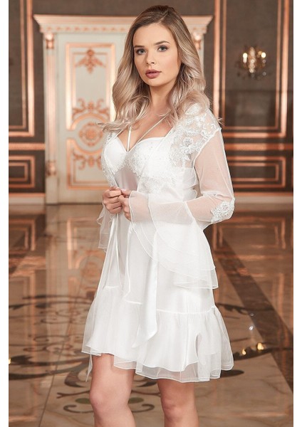 BARİNA 8688 BAYAN KISA SATEN EKRU 6 LI SET