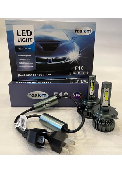 H4 Led Xenon Kit Kısa Fanlı Şimşek Etkili Raxiom F10 (2 Adet Far Için)