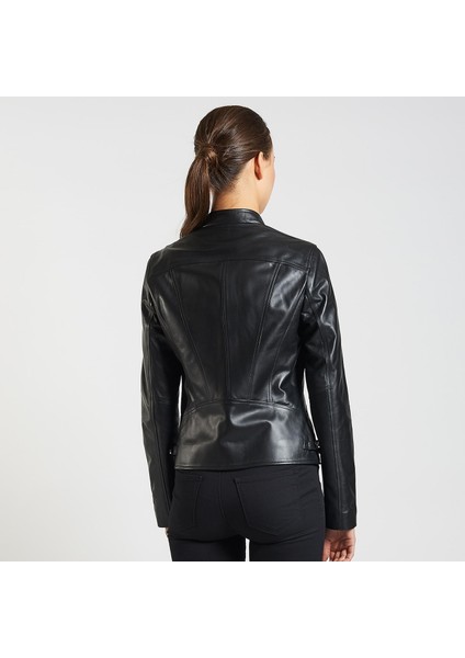 Paride Siyah Kadın Deri Ceket modelleri