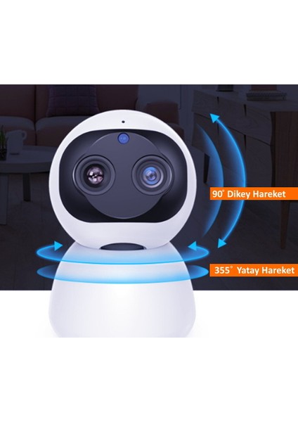 360° Akıllı Ip Kamera Wifi Gece Görüşlü Harekete Dual Lens Duyarlı Türkçe Uygulama Mpıa-Aoı