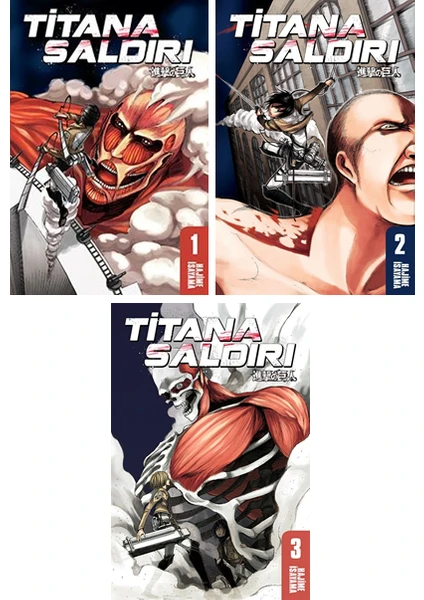 Titana Saldırı 1-2-3. Ciltler Manga Seti - Hajime Isayama