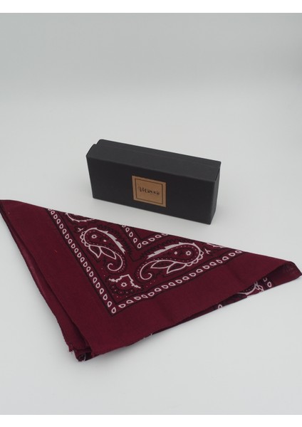 Iki'li Paket %100 Coton Desenli Bordo Renk Bandana Unisex Kadın/erkek Model 1