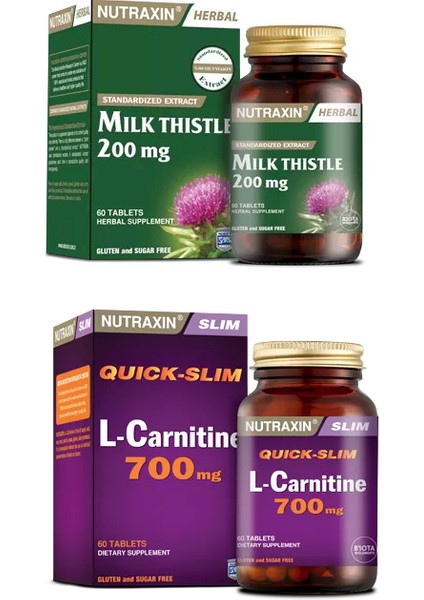Milk Thistle 60 Tablet +Quick-Slim L-Carnitine 60 Tablet