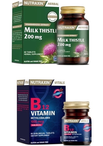 Milk Thistle 60 Tablet + B12 Vitamini 1000 Mcg 60 Dilaltı Tableti