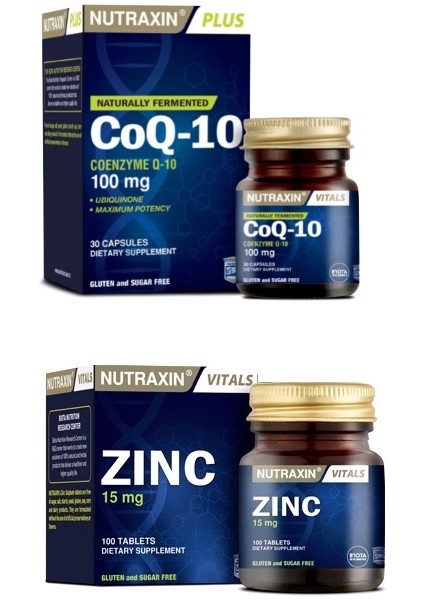 Co Q-10 (100 Mg) 30 Kapsül + Çinko ( Zinc ) Takviyesi 15 Mg 100 Tablet