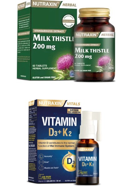Milk Thistle 60 Tablet + Vitamin D3 K2 30 ml