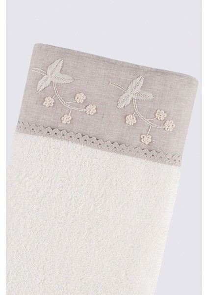 Ayliz Banyo Havlusu Organik Pamuk El Nakışlı Krem 80 x 150 cm modelleri