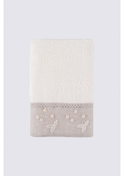 Ayliz Banyo Havlusu Organik Pamuk El Nakışlı Krem 80 x 150 cm fırsatları