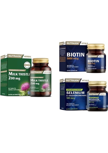 Milk Thistle 60 Tablet + Biotin 30 Tablet+ Selenyum 100 Tablet