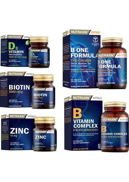 B-One Formula 90 Tablet + Biotin + Çinko + D3 Vitamini + B Vitamini 60 Tablet