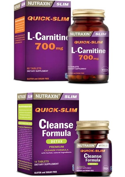 Quick Slim L-Carnitine 700 Mg 60 Tablet + Cleanse Formula 14 Tablet