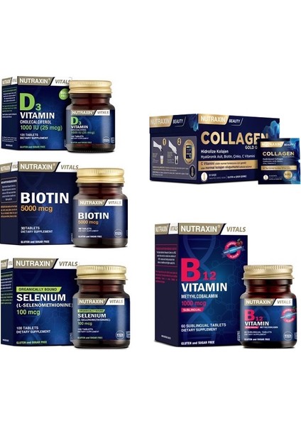 Collagen 30 Saşe 10000 Mg + Biotin + Selenyum+ D3 Vitamini +B12 Vitamini Dilaltı