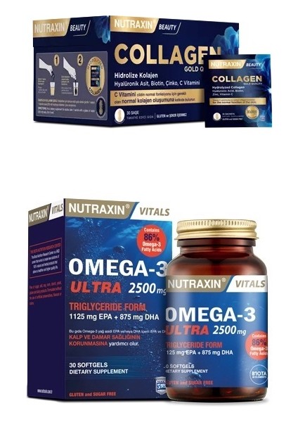 Collagen 30 Saşe 10000 Mg + Omega 3 Ultra 2500 Mg 30 Kapsül