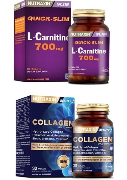 Quick Slim L-Carnitine 700 Mg 60 Tablet + Hidrolize 30 Tablet