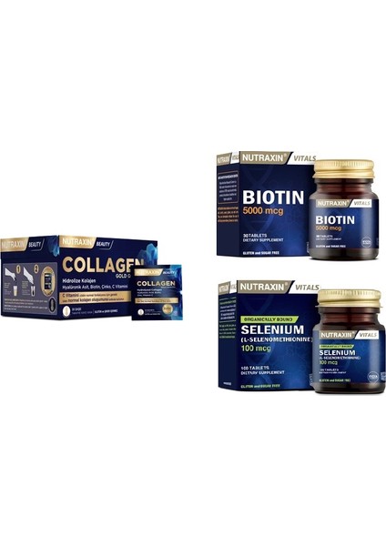 Collagen 30 Saşe 10000 Mg + Biotin 30 Tablet+ Selenyum 100 Tablet