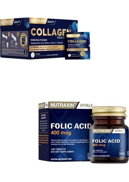 Collagen 30 Saşe 10000 Mg + Folik Asit Takviyesi 400 Mcg 100 Tablet