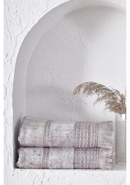 Maia 2'li El Yüz Havlusu Seti Organik Pamuk Inject Pudra 50 x 90 cm