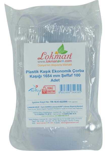 Lokmanavm Plastik Kaşık Ekonomik Çorba Kaşığı 1654 mm Şeffaf 100 Adet 1 Paket