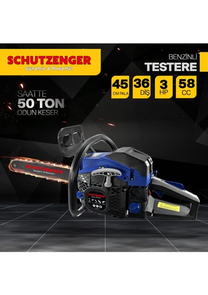 Hr 6000 Benzinli Testere Ağaç Odun Dal Kesme Makinesi 6.0 Hp 62 cc Motorlu Testere Orman Motoru SCH6002 fiyatları