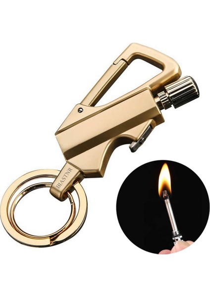 SM-467T Benzinli Anahtarlık Kibrit Çakmak Altın Renk