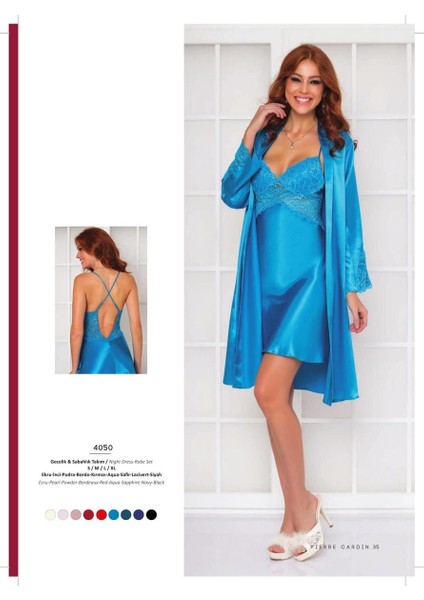 Sütyen Kaplı Sabahlık Gecelik Set 4050 indirimleri