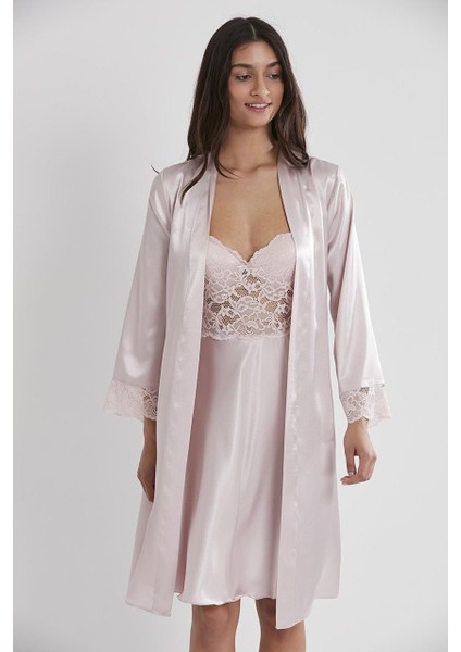 Sütyen Kaplı Sabahlık Gecelik Set 4265
