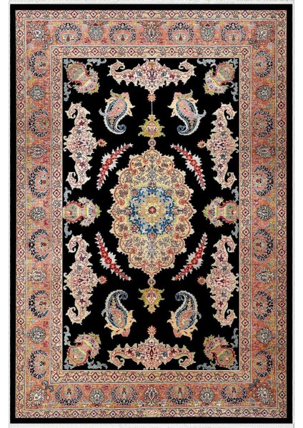 Salon Halısı Eskitme Retro Kahverengi Siyah Kaydırmaz Kesme Yıkanabilir Ince Halı Tüysüz Kilim