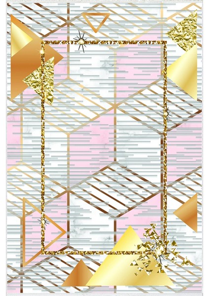 Salon Halısı Modern Geometrik Altın Kaydırmaz Kesme Yıkanabilir Ince Halı Tüysüz Kilim fiyatları