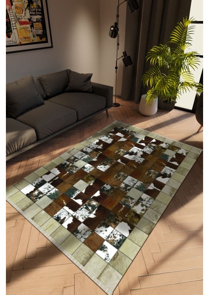 Modern Karışık Renkli Dijital Baskı Halı Kaydırmaz Ince Yıkanabilir