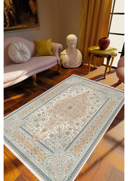 Salon Halısı Salon Halısı Eskitme Klasik Turuncu Kaydırmaz Kesme Yıkanabilir Ince Halı Tüysüz Kilim