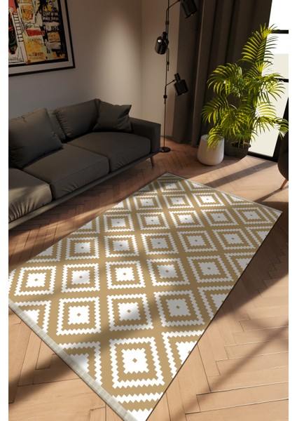 Modern Kahverengi Dijital Baskı Halı Kaydırmaz Ince Yıkanabilir