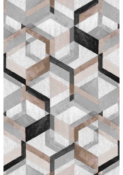Modern Geometrik Gri Dijital Baskı Halı Kaydırmaz Ince Yıkanabilir fiyatları