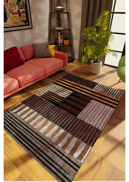 Modern Patchwork Karışık Renkli Dijital Baskı Halı Kaydırmaz Ince Yıkanabilir
